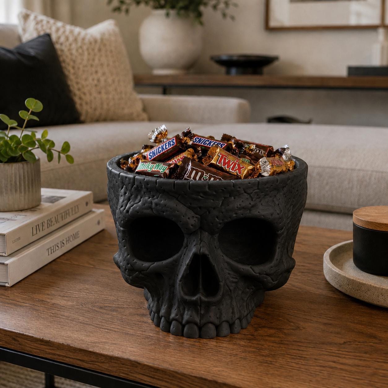 3D Printed Skull Candy Bowl, Halloween Candy Holder, Gothic Skull Decor, Spooky Treat Bowl, Halloween Party Decor, Skull Container