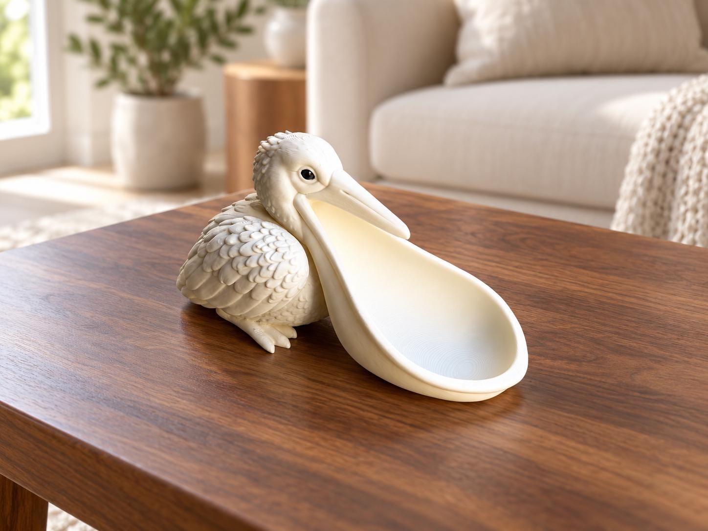 Pelican Catchall Tray, 3D Printed Bird Key Holder, Coastal Desk Organizer, Jewelry Dish, Beach House Decor