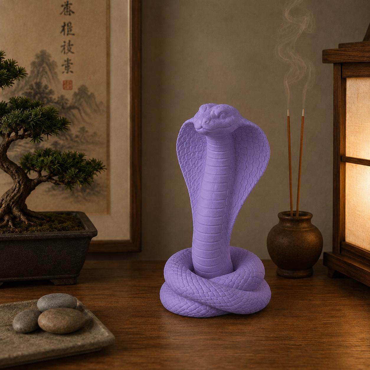 Zen Cobra Statue, Cobra Decor, Snake Sculpture, Meditation Decor, Zen Shelf Decor, 3D Printed Cobra, Spiritual Snake Gift, Yoga Room Decor