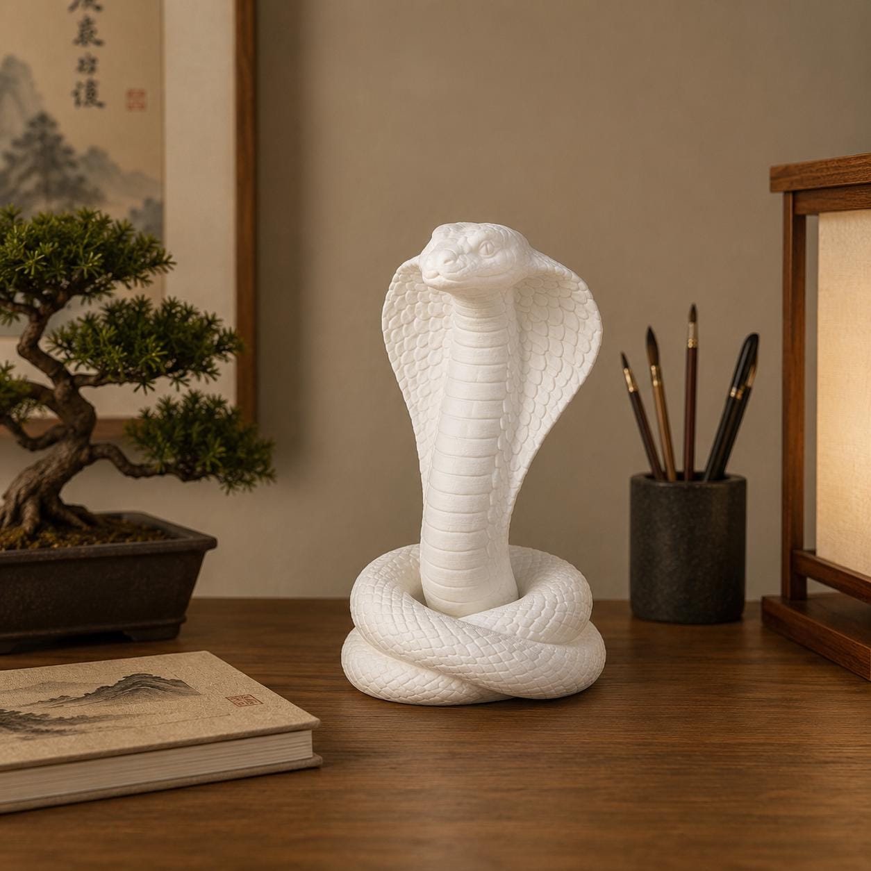 Zen Cobra Statue, Cobra Decor, Snake Sculpture, Meditation Decor, Zen Shelf Decor, 3D Printed Cobra, Spiritual Snake Gift, Yoga Room Decor