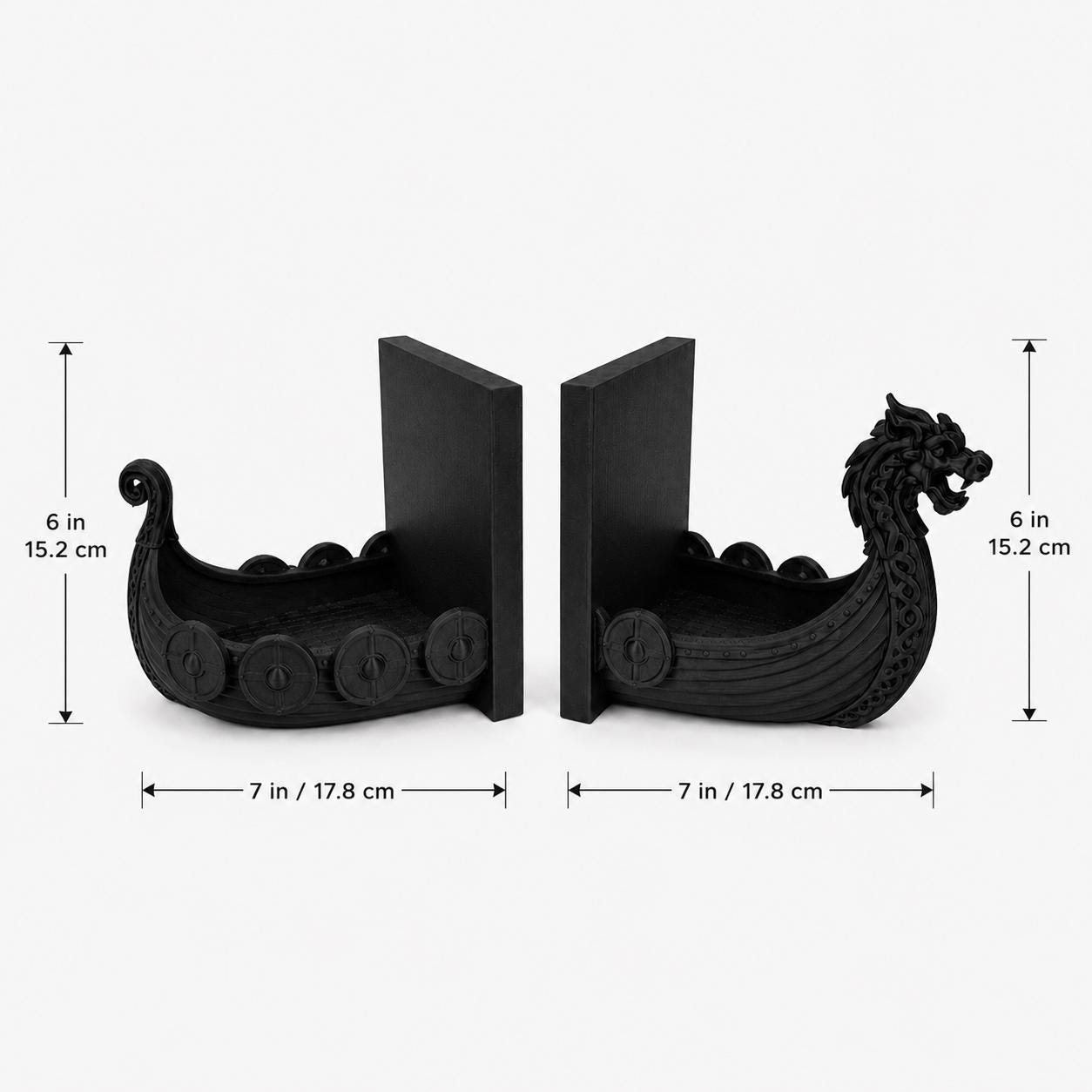 Viking Ship Bookends Set of 2, Norse Dragon Book Ends, Viking Longship Book Holder, Nordic Bookshelf Decor, Gift for Book Lovers