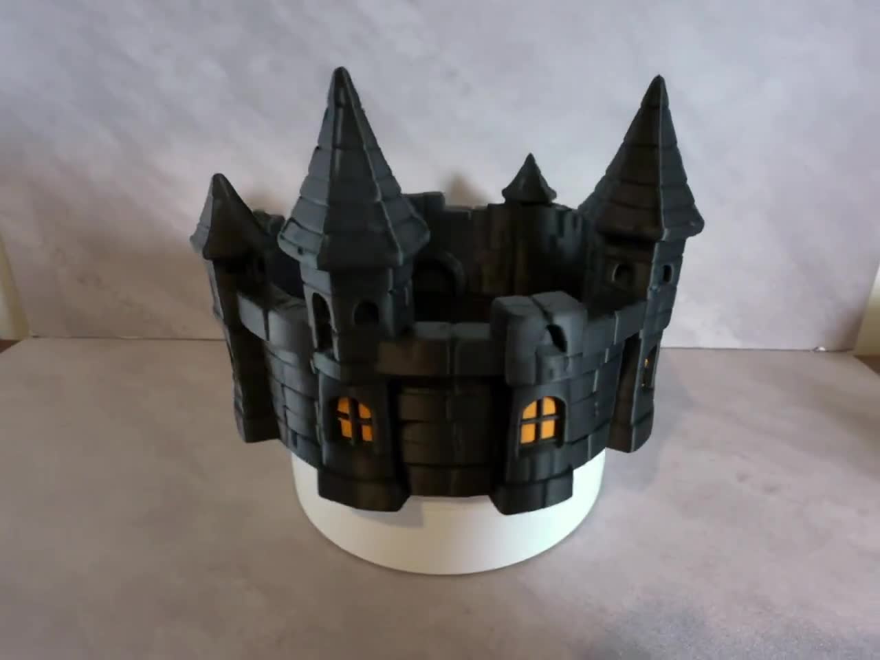3D Printed Gothic Castle Catch-All Tray, Halloween Candy Bowl, Spooky Key & Wallet Organizer, Haunted Castle Desk Decor, Halloween Decor video cover