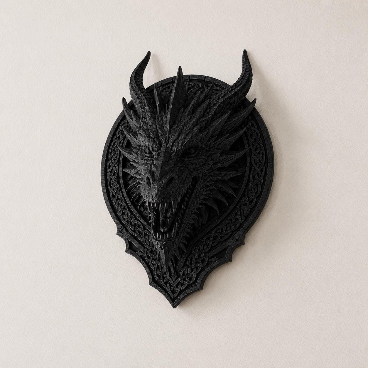 Dragon Wall Decor, 3D Printed Dragon Head Wall Art, Fantasy Dragon Wall Hanging, Gothic Home Decor, Medieval Dragon Sculpture