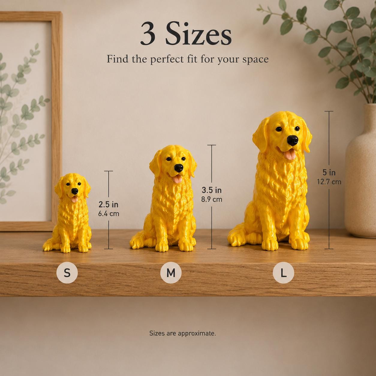 Golden Retriever Figurine, Dog Desk Buddy, 3d Printed Golden Retriever Decor, Cute Dog Statue, Office Desk Decor, Shelf Decor