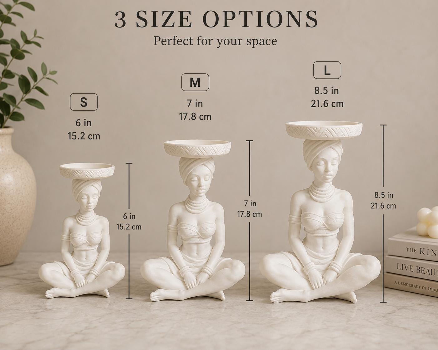 Jewelry Holder Statue, 3d Printed African Woman Decor, Ring Organizer, Vanity Tray, Jewelry Dish, Bedroom Shelf Decor, Gift for Women