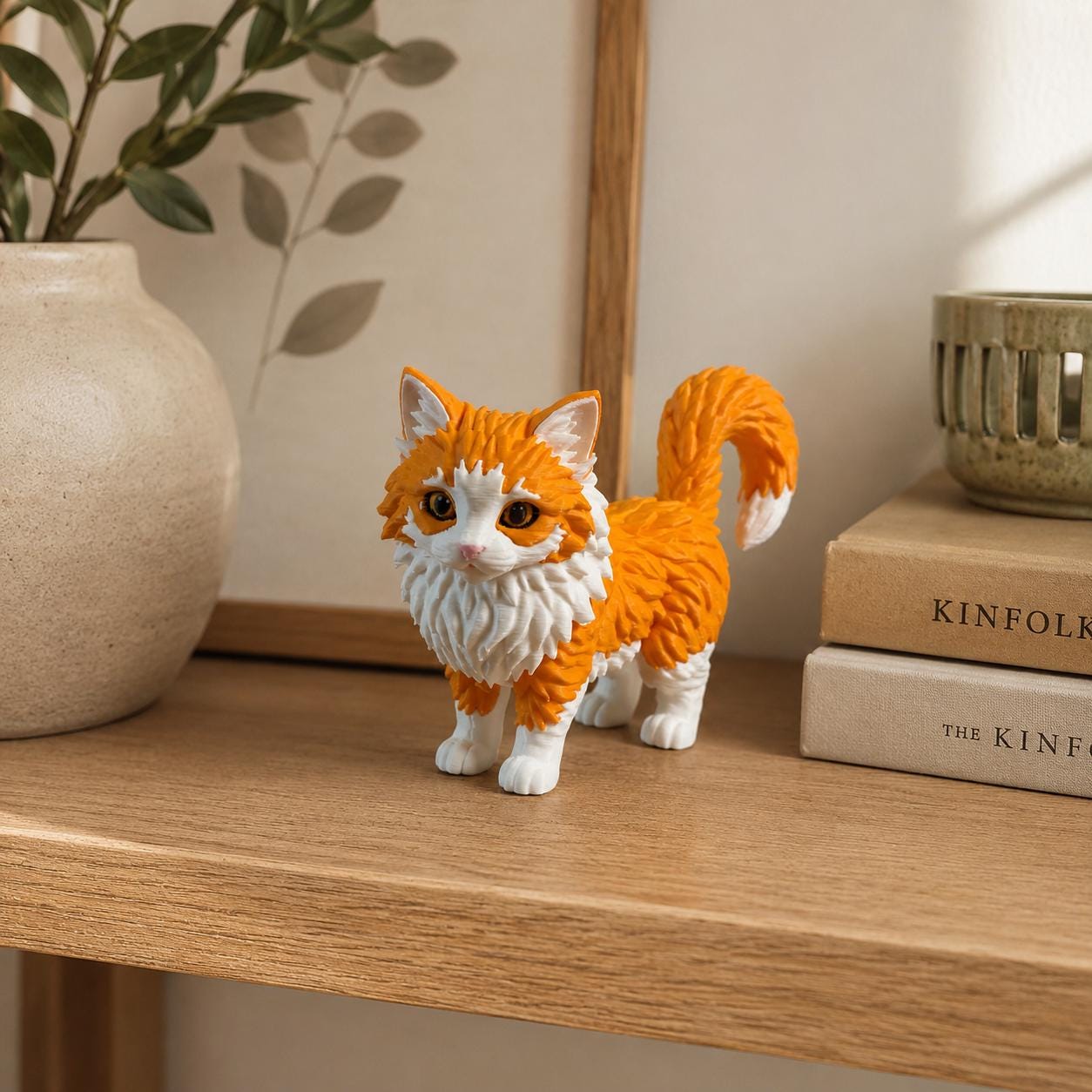 Ginger Cat Figurine, 3d Printed Cute Cat Statue, Cat Lover Gift, Kitty Desk Buddy, Shelf Decor, Orange Tabby Cat