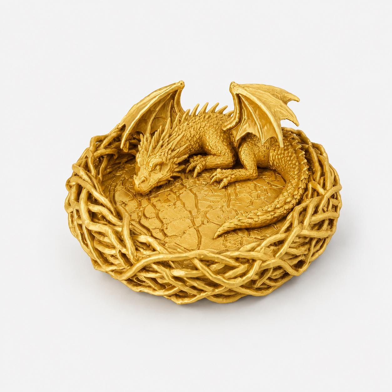 Sleeping Baby Dragon Nest Trinket Dish, Dragon Jewelry Holder, Fantasy Ring Tray, Dragon Coin Bowl, Gothic Decor, 3D Printed Gift
