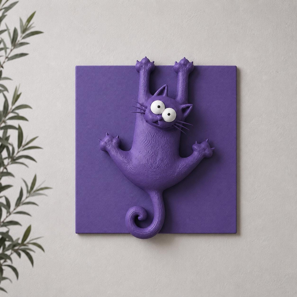Funny Black Cat Wall Decor, 3D Printed Cat Wall Art, Cute Cat Wall Hanging, Modern Cat Decor, Cat Lover Gift, Unique Home Decoration