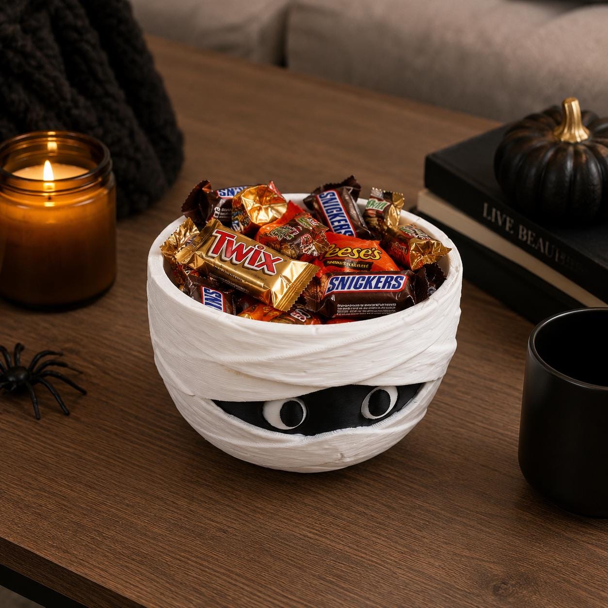 3D Printed Mummy Bowl, Halloween Candy Bowl, Spooky Catch All Tray, Mummy Candy Holder, Halloween Desk Decor, Key Bowl, Halloween Gift