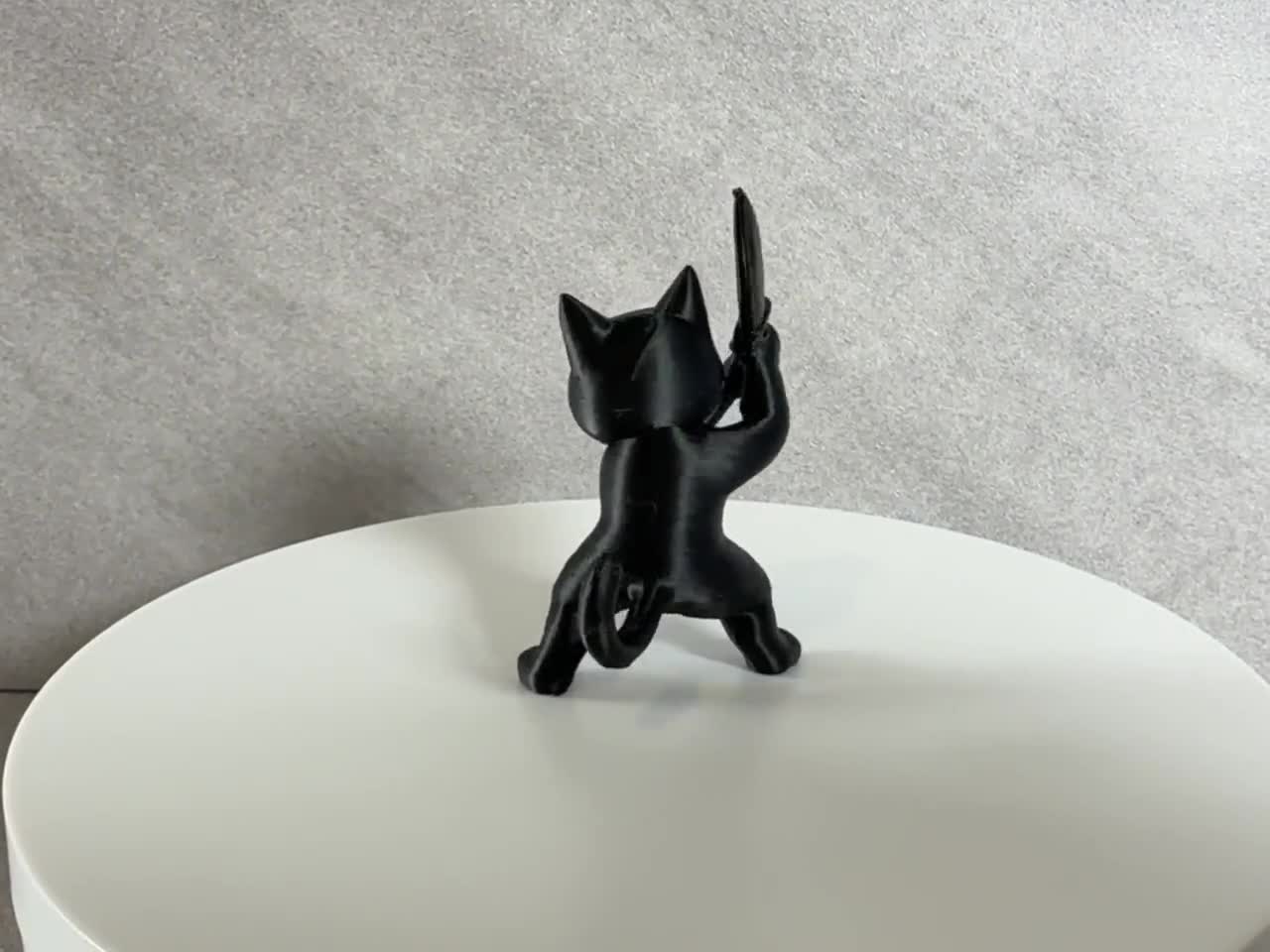 Black Ninja Cat Figurine, Cute Samurai Cat Statue, Kawaii Cat Decor, Mini Desk Companion, Gamer Gift, Ninja Cat Collectible, 3D Printed Gift video cover