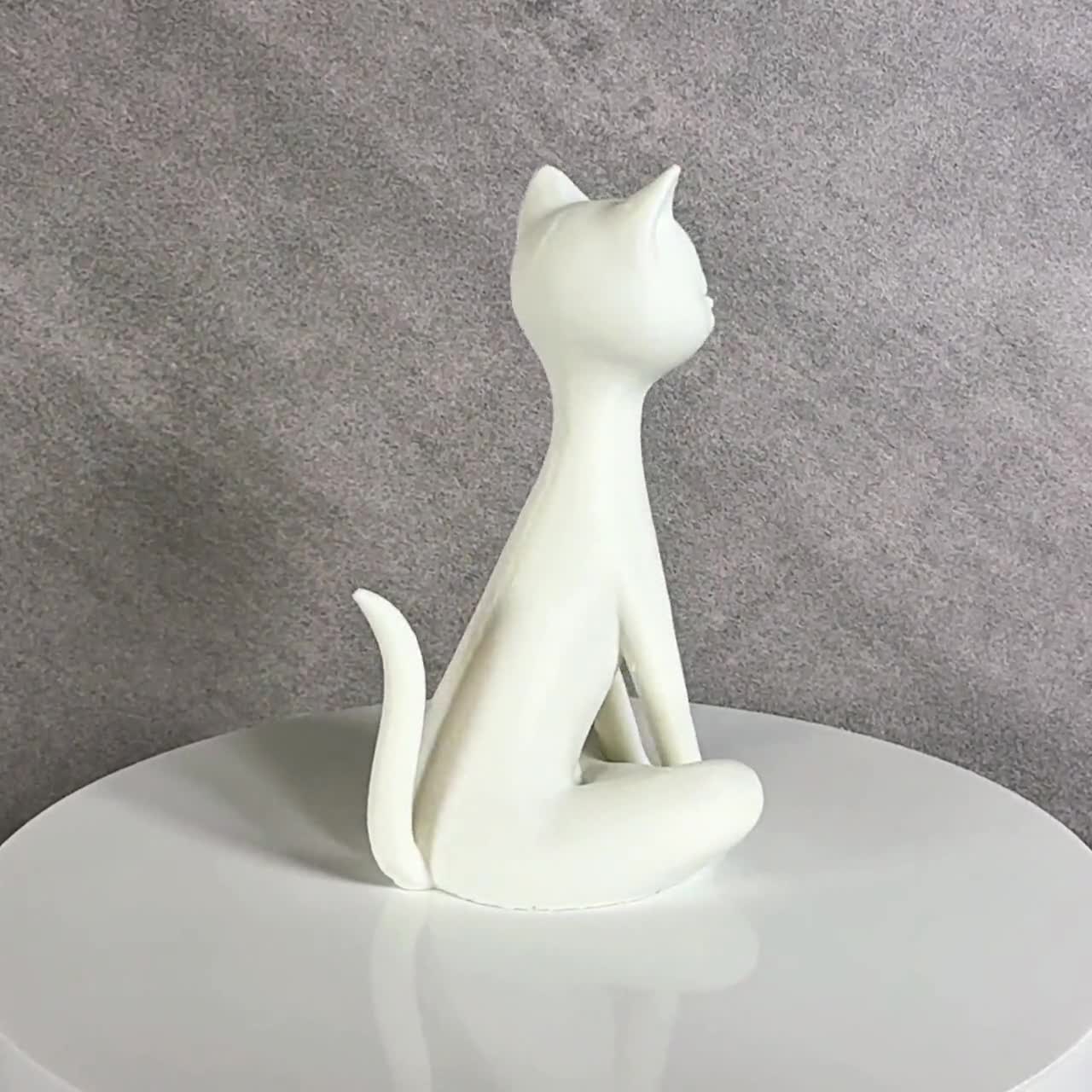 Zen Cat Statue, Minimalist Meditation Sculpture, Modern Shelf Decor video cover