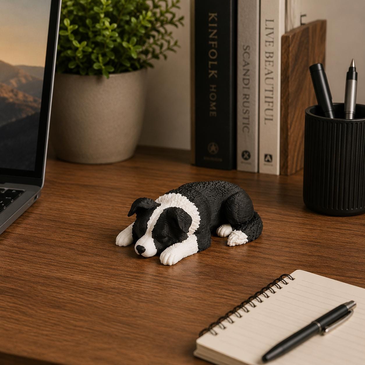 Sleeping Border Collie Dog Figurine, Border Collie Desk Buddy, Cute Dog Shelf Decor, 3D Printed Border Collie Gift