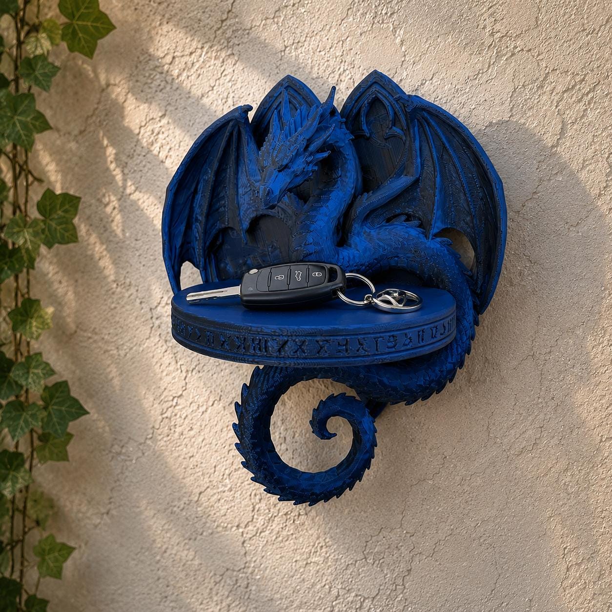 Dragon Wall Shelf, Gothic Dragon Perfume Display, Fantasy Wall Decor, 3D Printed Shelf, Blue Dragon Shelf for Keys, Cologne, Small Decor Gif