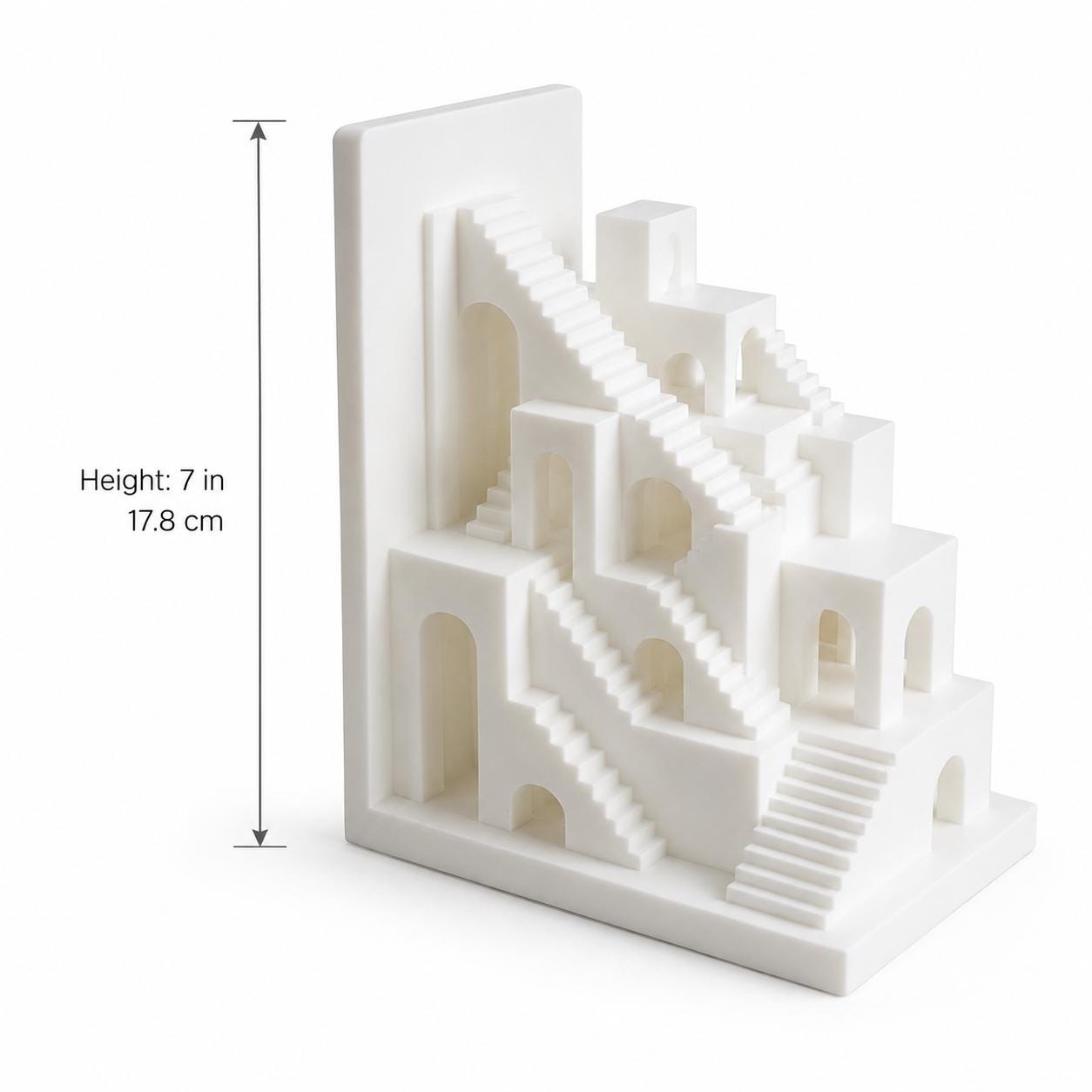 Surreal Staircase Bookend, Architectural Book Holder, Modern Geometric Shelf Decor, Unique Gift for Book Lovers, 3D Printed Bookend
