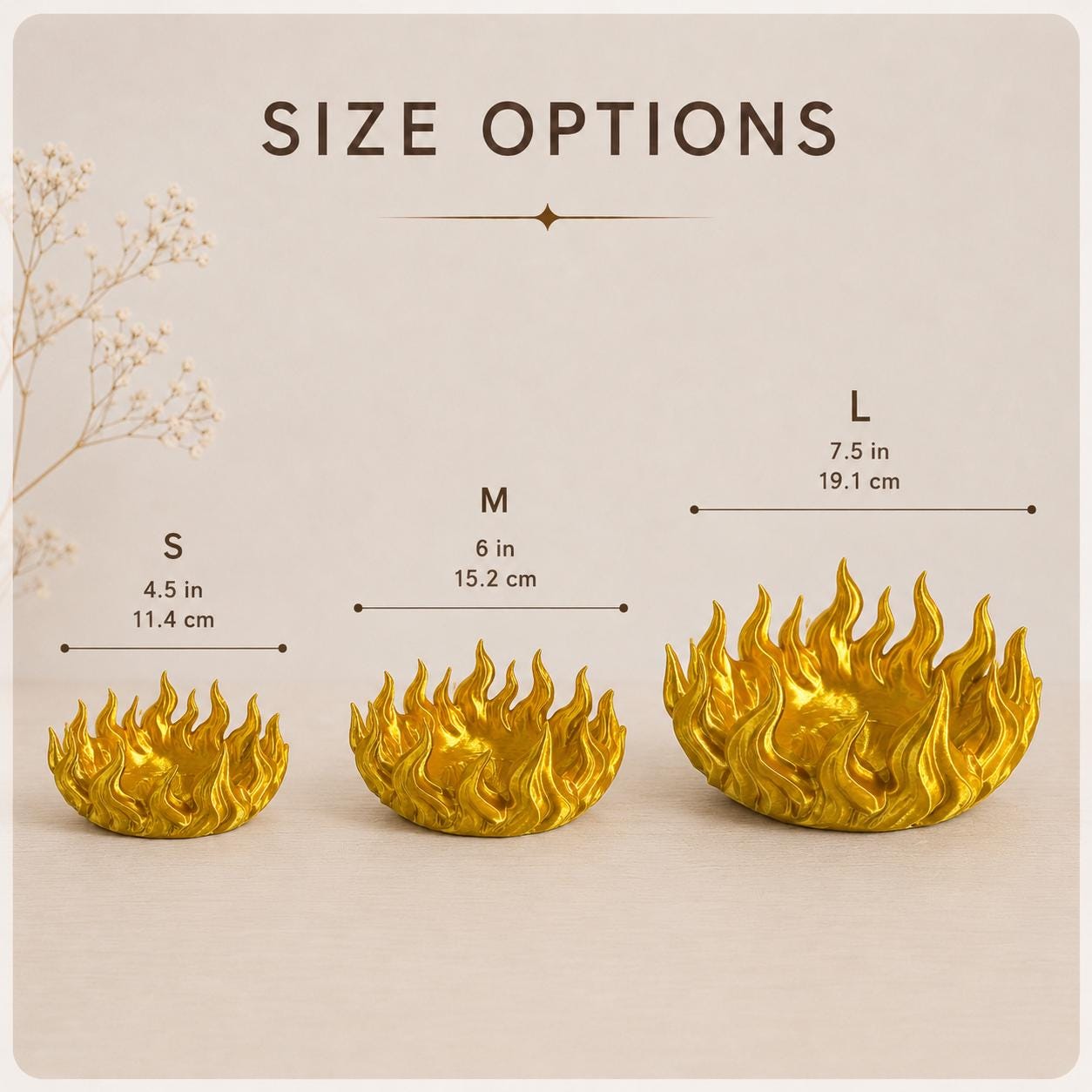 Flame Catchall Tray, Fire Ring Desk Organizer, 3D Printed Coin Dish, Fantasy Decor
