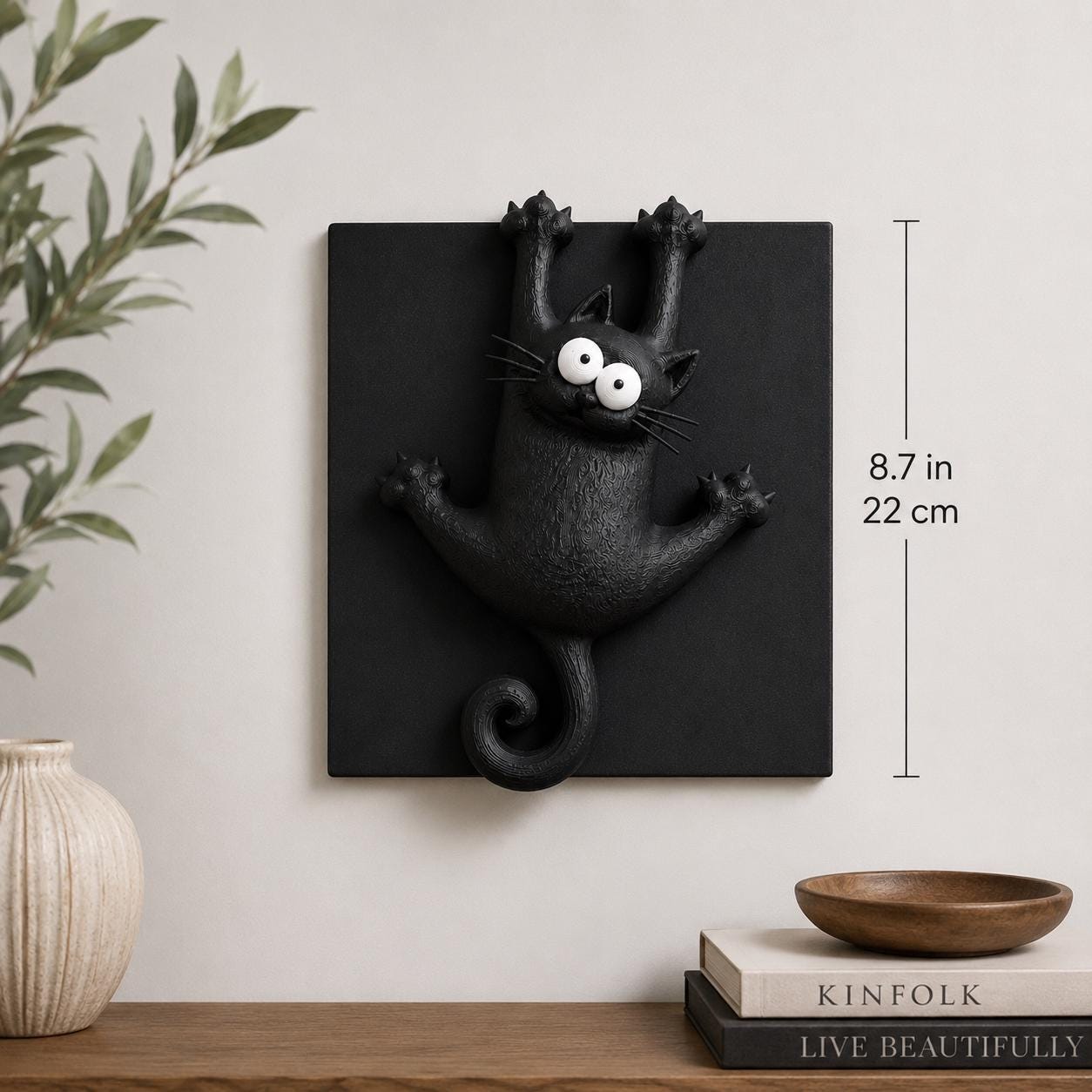 Funny Black Cat Wall Decor, 3D Printed Cat Wall Art, Cute Cat Wall Hanging, Modern Cat Decor, Cat Lover Gift, Unique Home Decoration