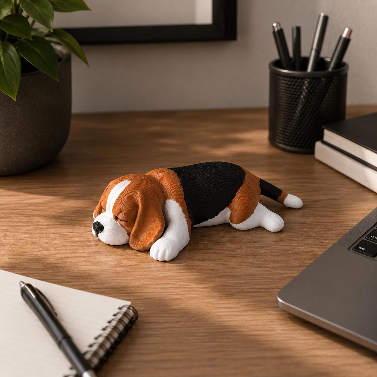 Sleeping Beagle Desk Buddy, Beagle Dog Statue, Cute Puppy Decor, Gift for Beagle Owners, 3D Printed Figurine