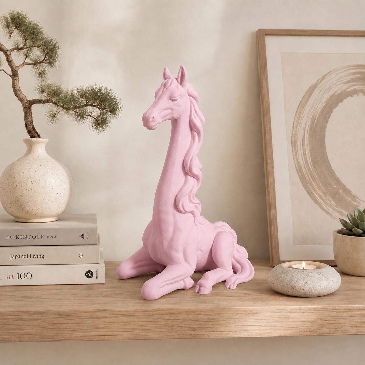 3D Printed Zen Horse Figurine, Minimalist Horse Statue, Modern Home Decor