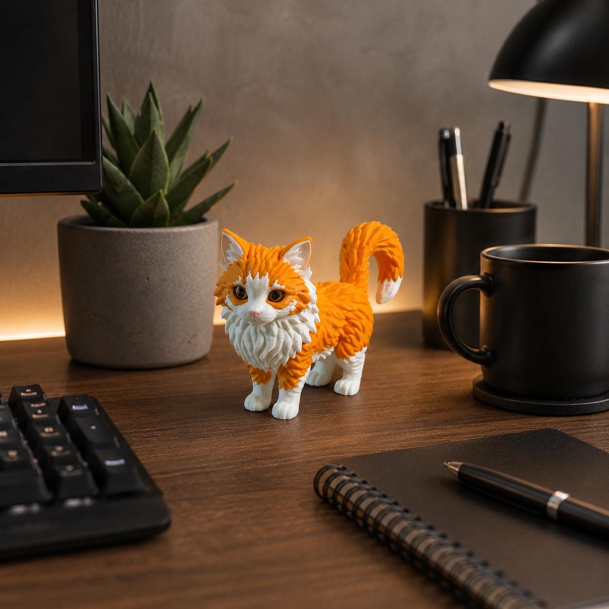 Ginger Cat Figurine, 3d Printed Cute Cat Statue, Cat Lover Gift, Kitty Desk Buddy, Shelf Decor, Orange Tabby Cat