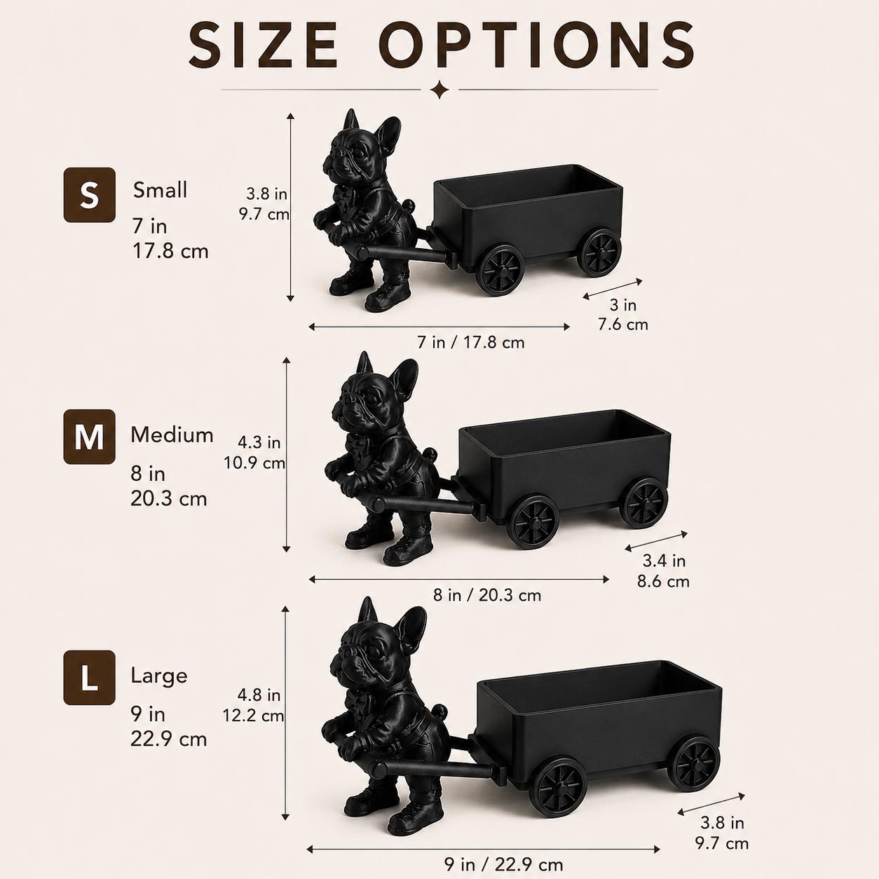 3D Printed French Bulldog Candy Cart, Dog Valet Tray, Desk Organizer, Home Decor