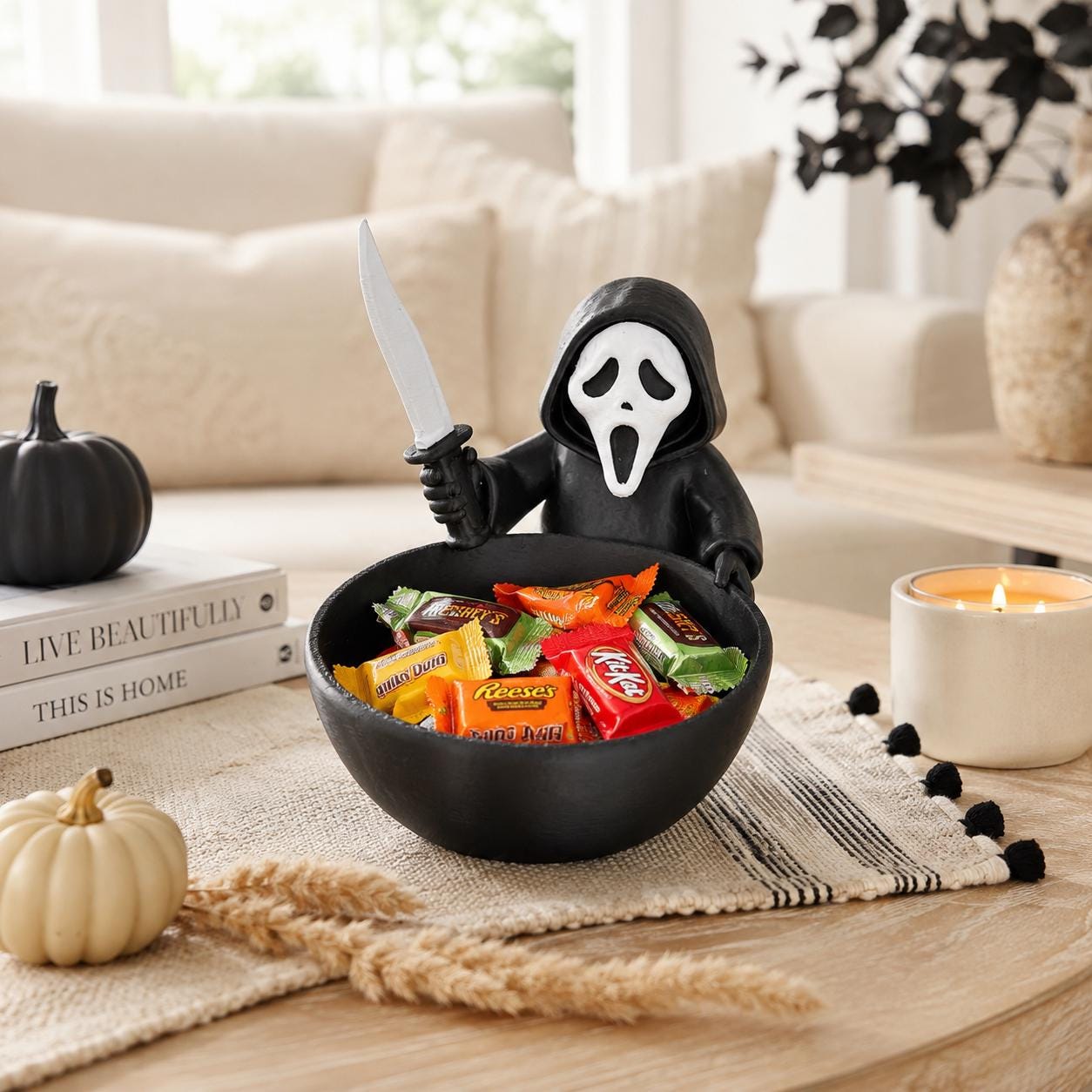 Ghost Face Halloween Candy Bowl, 3D Printed Horror Candy Dish, Spooky Trick or Treat Bowl, Halloween Table Decor, Scary Entryway Catchall