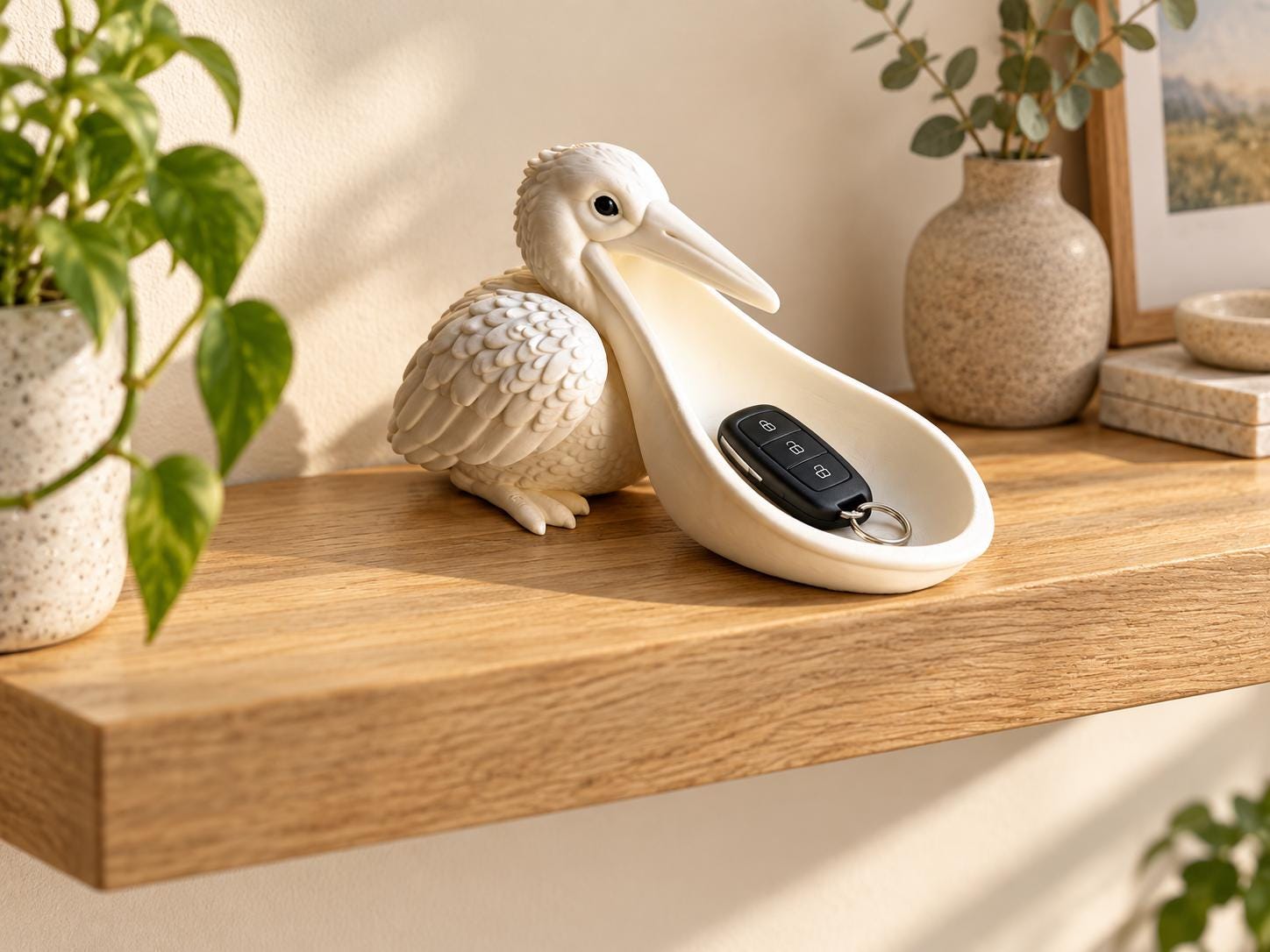Pelican Catchall Tray, 3D Printed Bird Key Holder, Coastal Desk Organizer, Jewelry Dish, Beach House Decor