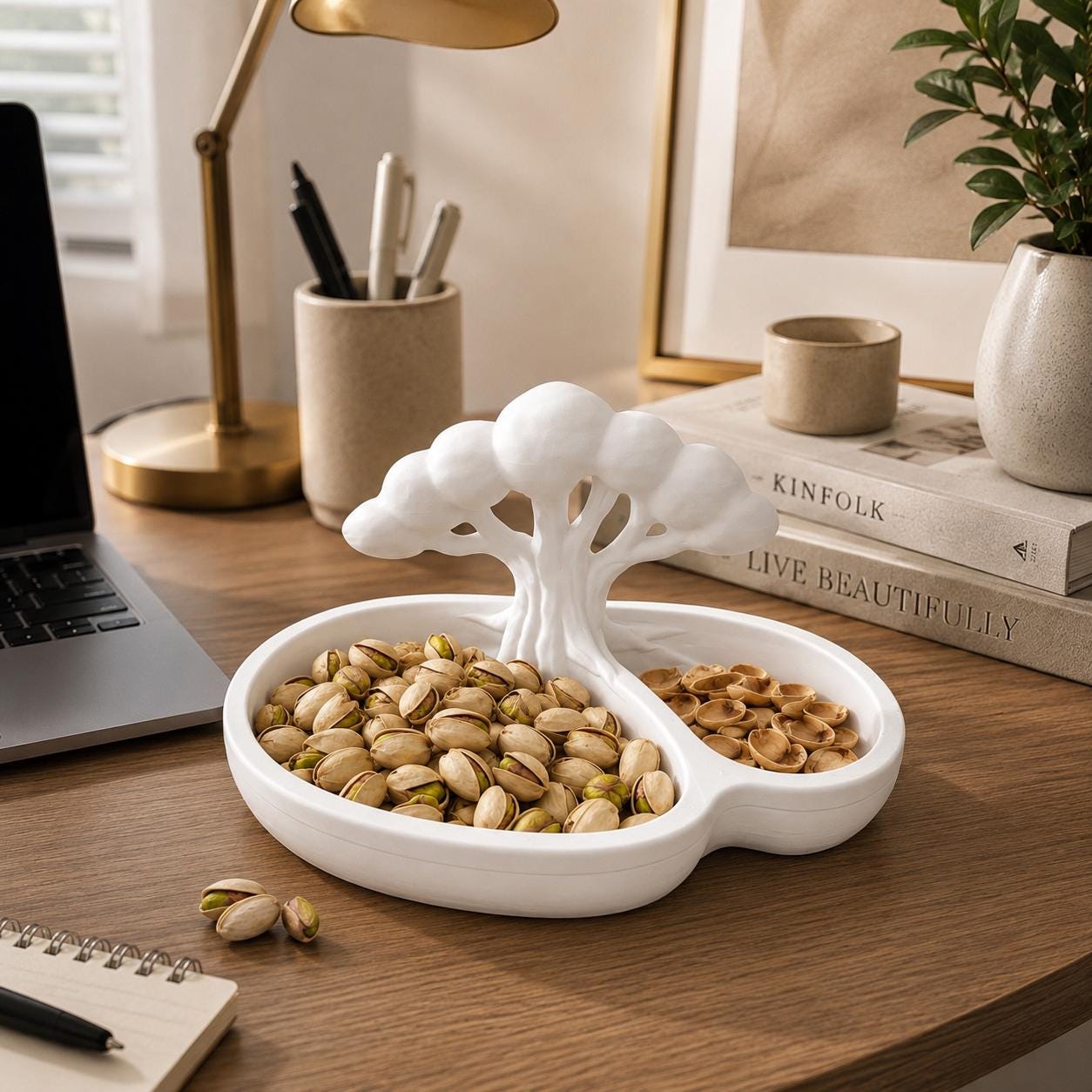 Pistachio Bowl with Shell Holder, Snack Serving Tray, Nut Dish, Tree Snack Bowl, 3D Printed Pistachio Shell Bowl, Housewarming Gift