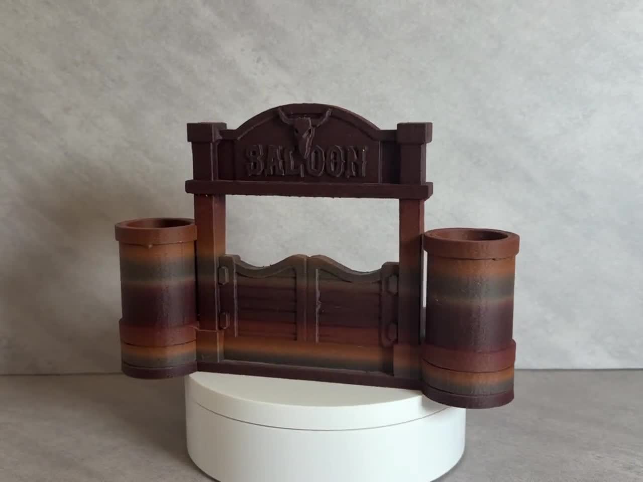 Wild West Saloon Desk Organizer, 3D Printed Pen Holder, Rustic Office Decor video cover