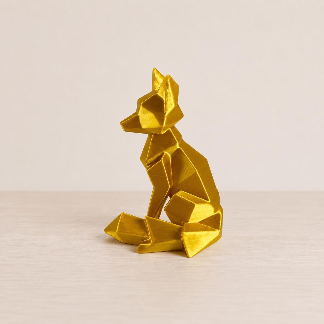 Geometric Fox Figurine, Low Poly 3D Printed Sculpture, Modern Animal Decor