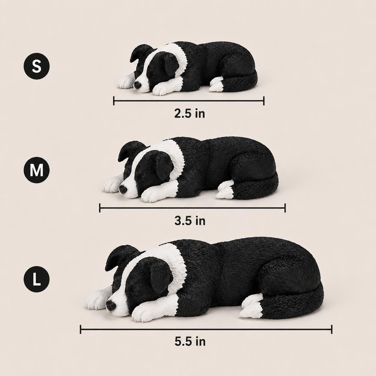 Sleeping Border Collie Dog Figurine, Border Collie Desk Buddy, Cute Dog Shelf Decor, 3D Printed Border Collie Gift