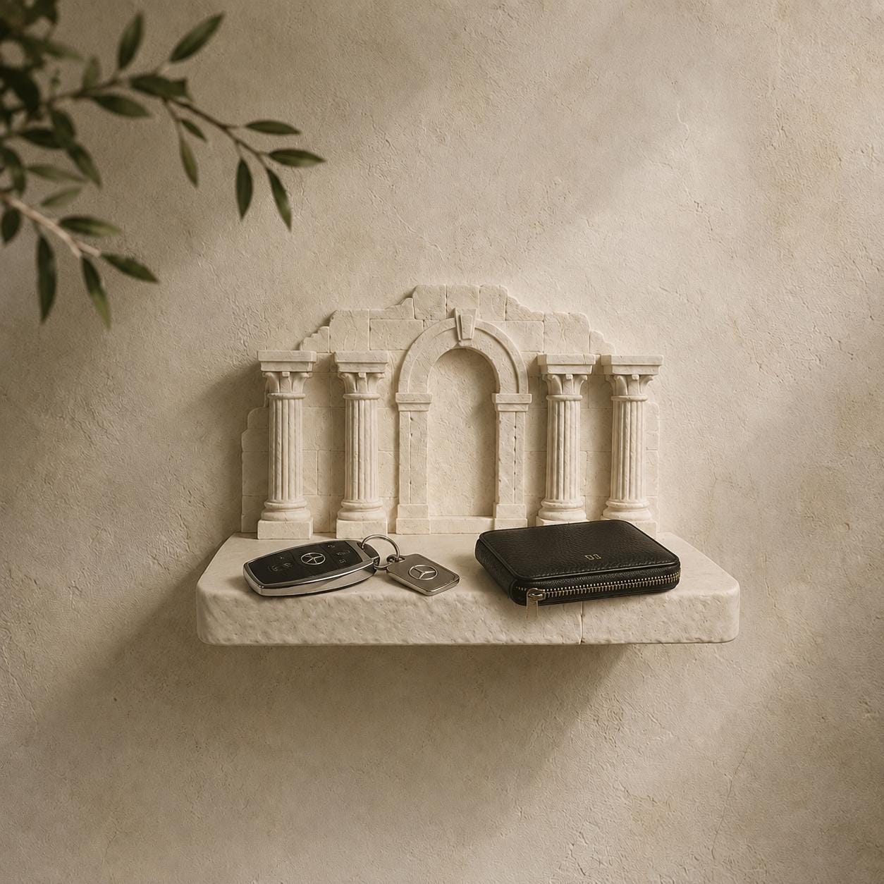 Roman Ruins Wall Shelf, Ancient Stone Arch Decor, Classical Display Ledge