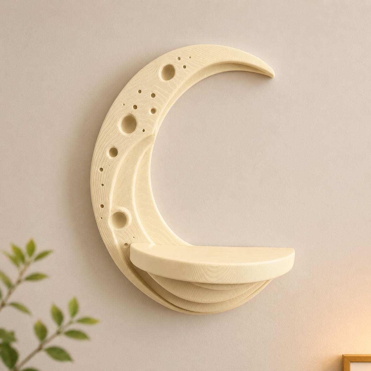 Crescent Moon Wall Shelf – Mini Luna Shelf for Bedroom Decor, Nursery, Keys & Small Items, 3D Printed Minimalist Moon Decor