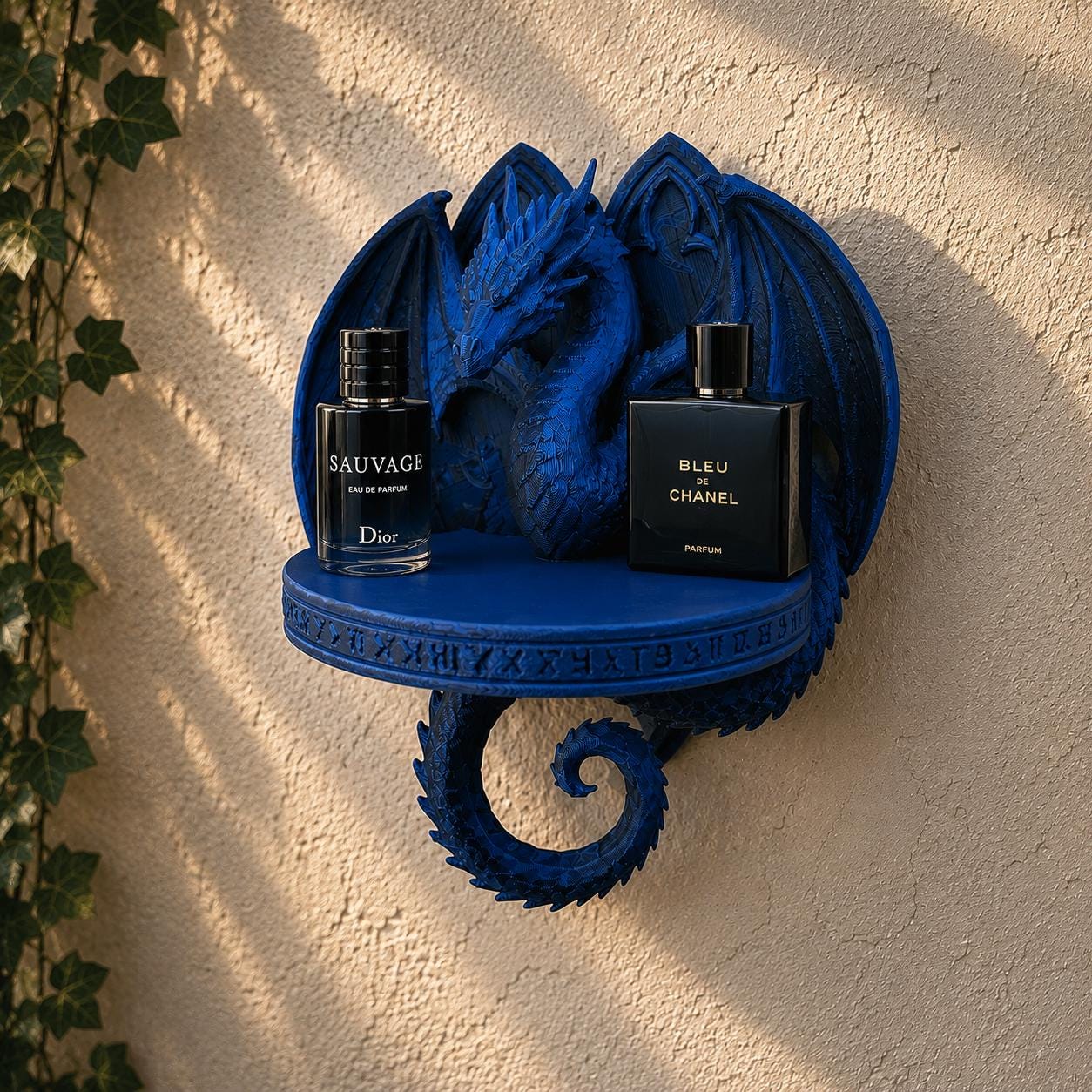 Dragon Wall Shelf, Gothic Dragon Perfume Display, Fantasy Wall Decor, 3D Printed Shelf, Blue Dragon Shelf for Keys, Cologne, Small Decor Gif