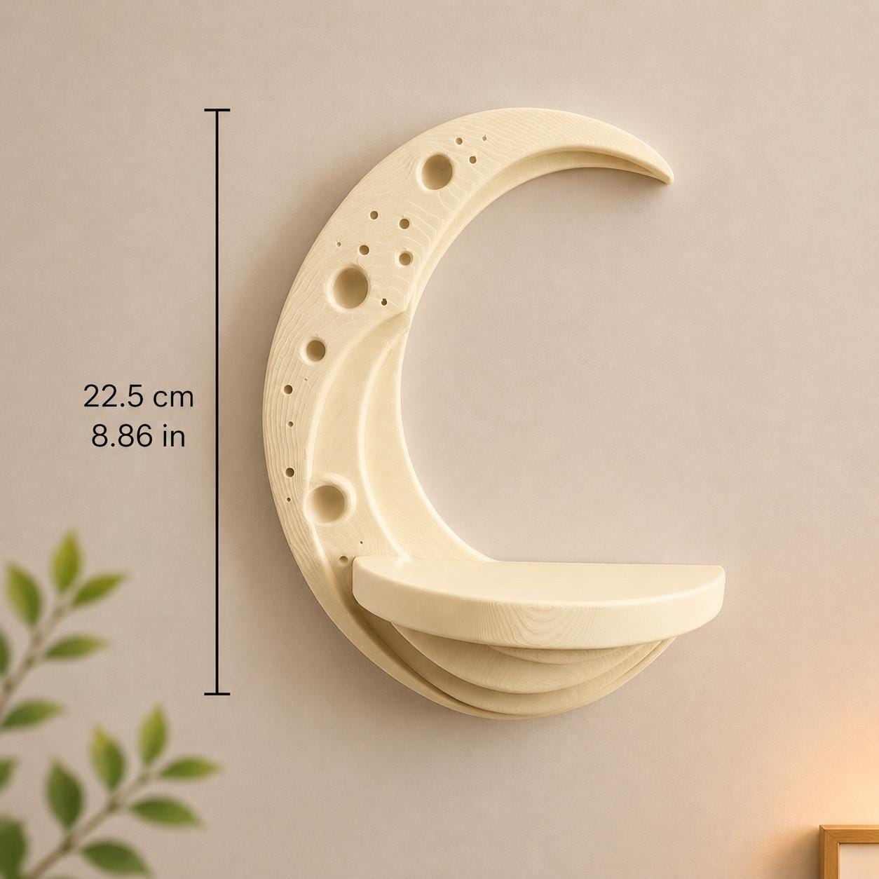 Crescent Moon Wall Shelf – Mini Luna Shelf for Bedroom Decor, Nursery, Keys & Small Items, 3D Printed Minimalist Moon Decor