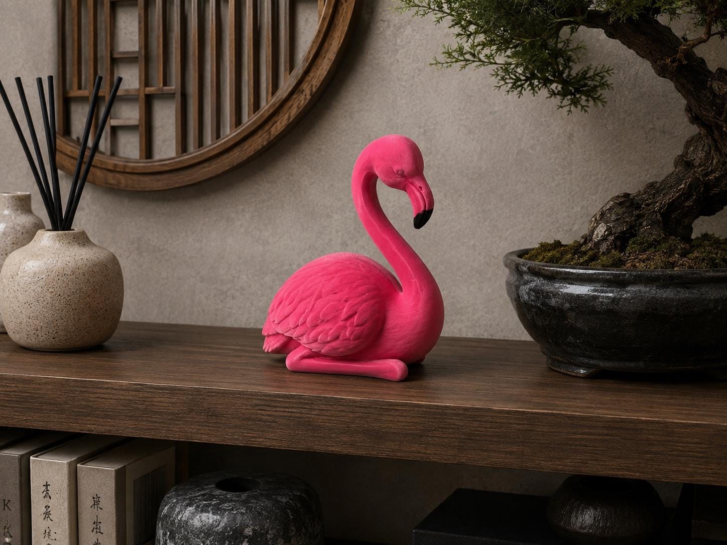 Zen Flamingo Figurine, 3D Printed Flamingo Decor, Pink Flamingo Statue, Zen Home Decor