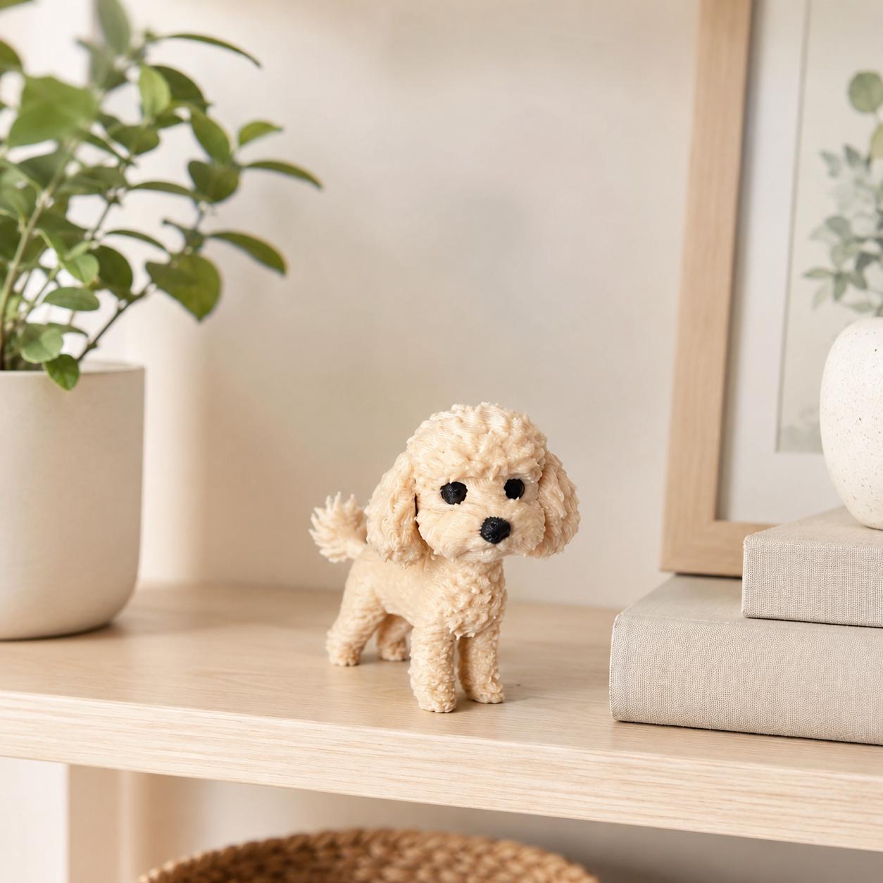 Toy Poodle Figurine, Miniature Poodle Statue, Cute Dog Decor, Dog Lover Gift, Desk Buddy, Shelf Decor, 3D Printed Puppy