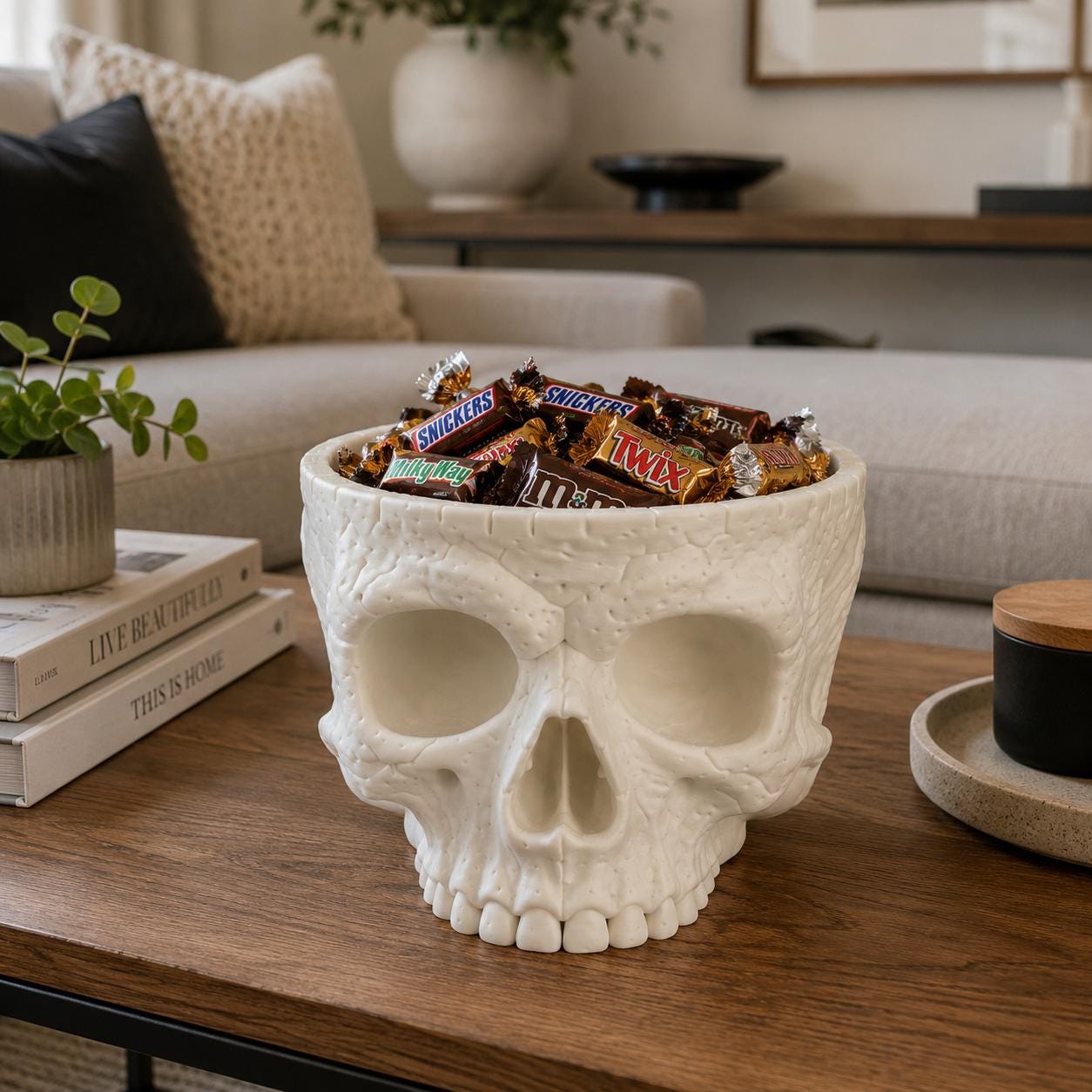 3D Printed Skull Candy Bowl, Halloween Candy Holder, Gothic Skull Decor, Spooky Treat Bowl, Halloween Party Decor, Skull Container