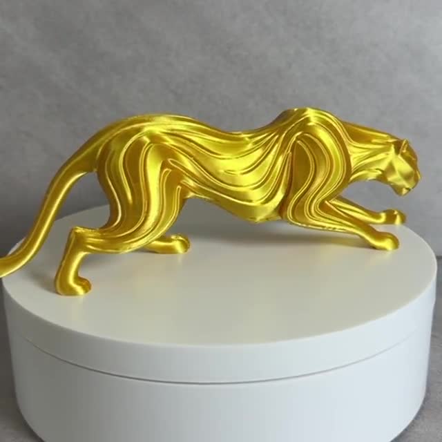 Matte Black Panther Sculpture, Modern Stalking Big Cat Statue, 3D Printed Decor video cover