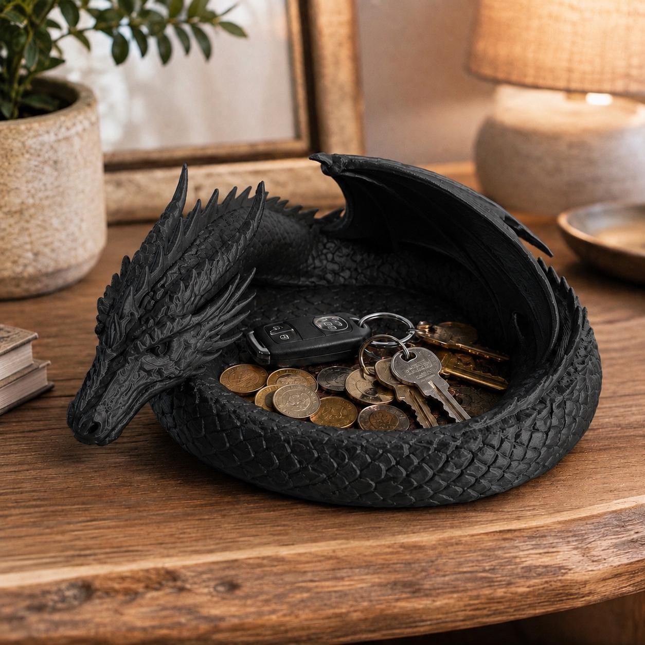 Dragon Catchall Tray, Fantasy Desk Organizer, Gothic Home Decor, DnD Accessory