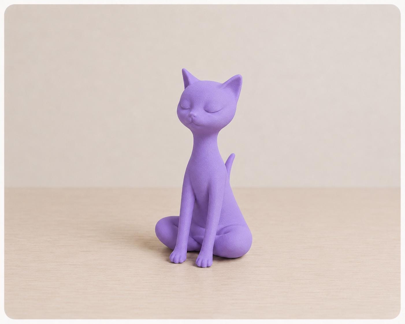 Zen Cat Statue, Minimalist Meditation Sculpture, Modern Shelf Decor