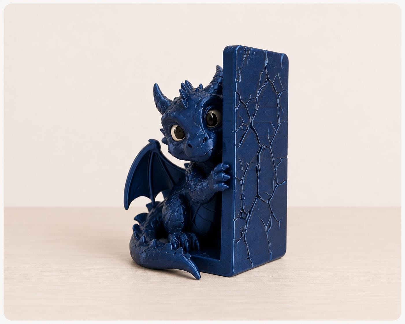 Dragon Bookend – Cute Navy Blue 3D Printed Fantasy Bookshelf Decor, Dragon Book Holder, Gothic Desk Shelf Organizer, Fantasy Gift