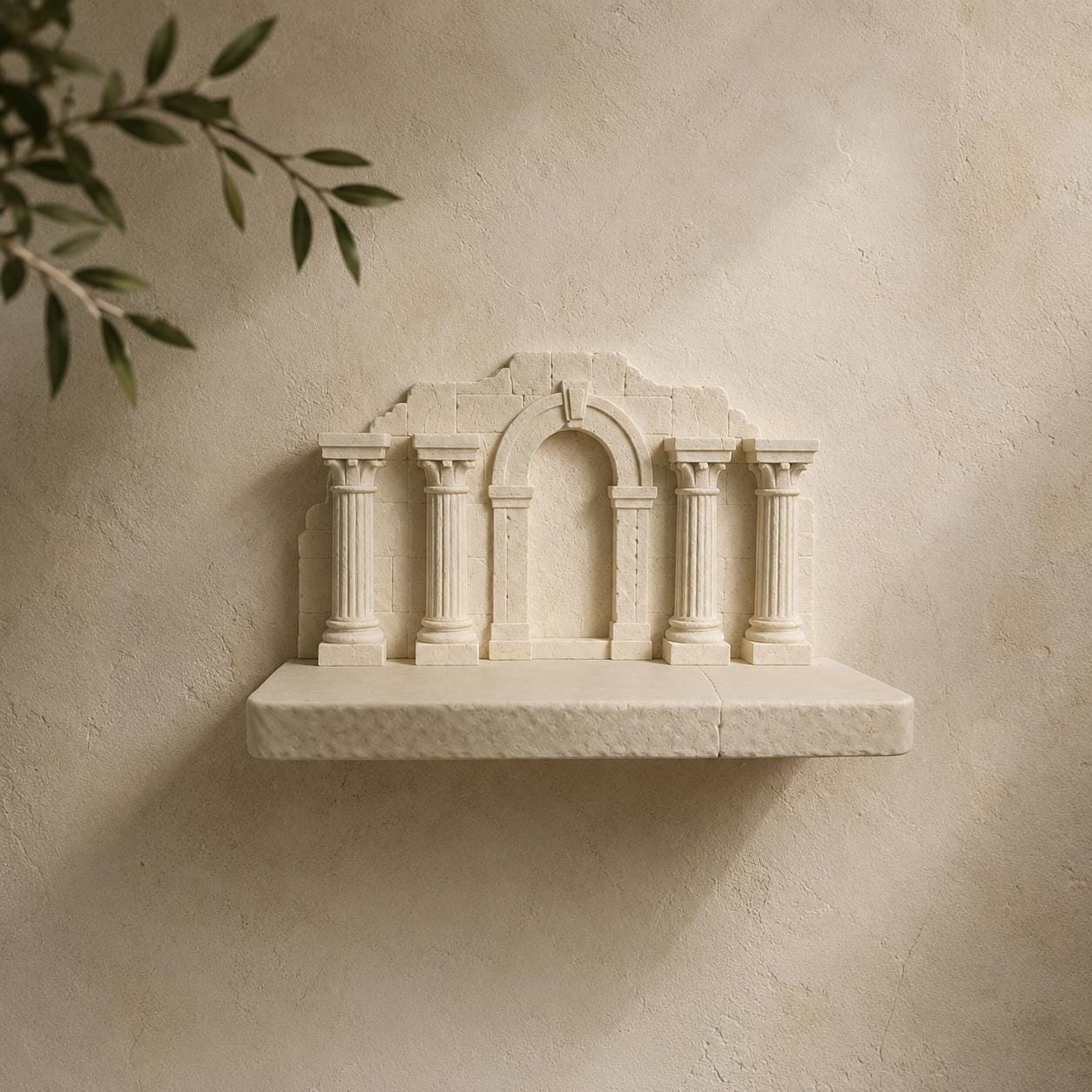 Roman Ruins Wall Shelf, Ancient Stone Arch Decor, Classical Display Ledge