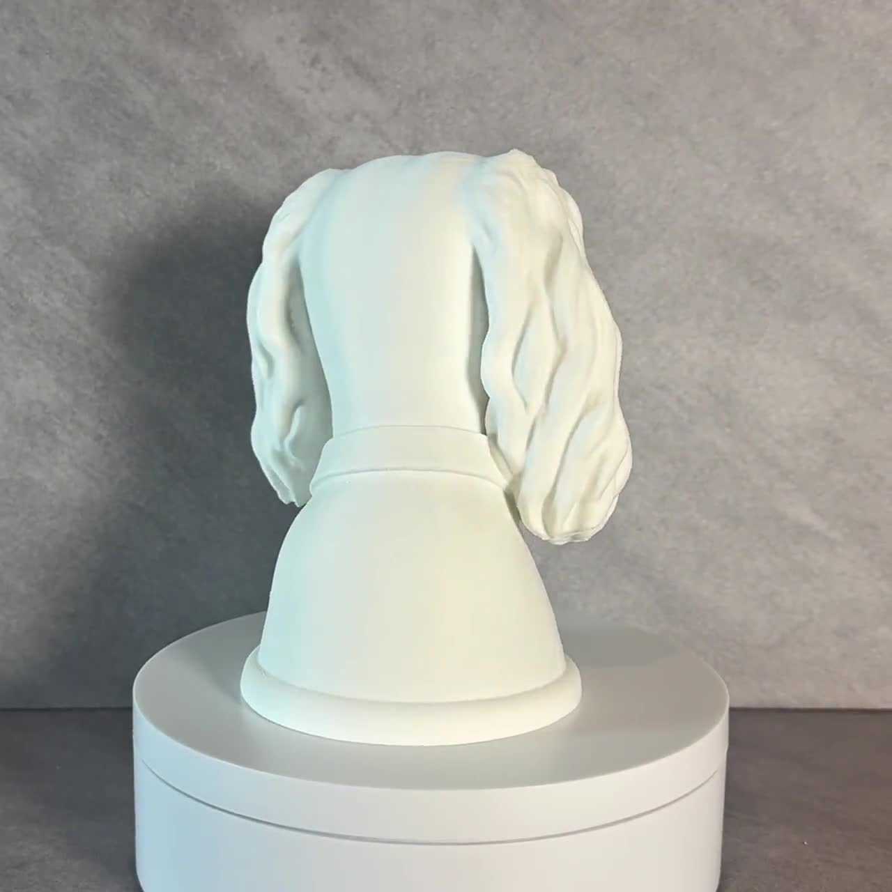 3D Printed Spaniel Dog Bust Sculpture, Expressive Eyes, Playful Character Shelf Decor video cover