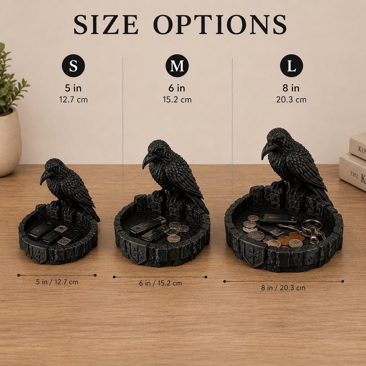 Raven Catchall Tray, Gothic Nightstand Organizer, Crow Key Bowl, Jewelry Holder, 3d Printed Entryway Decor
