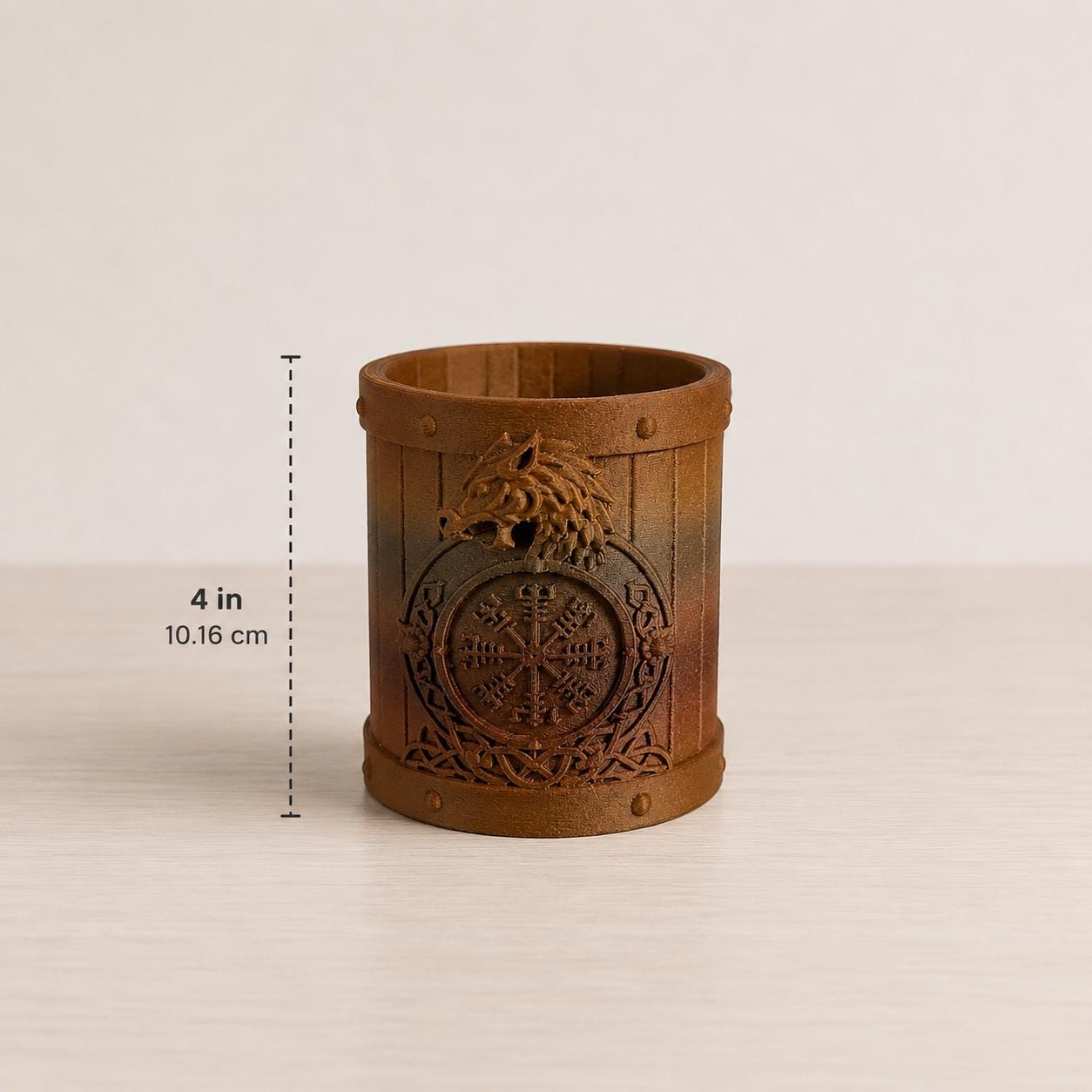 Viking Wolf Pen Holder, Norse Mythology Desk Organizer, 3D Printed Fantasy Decor