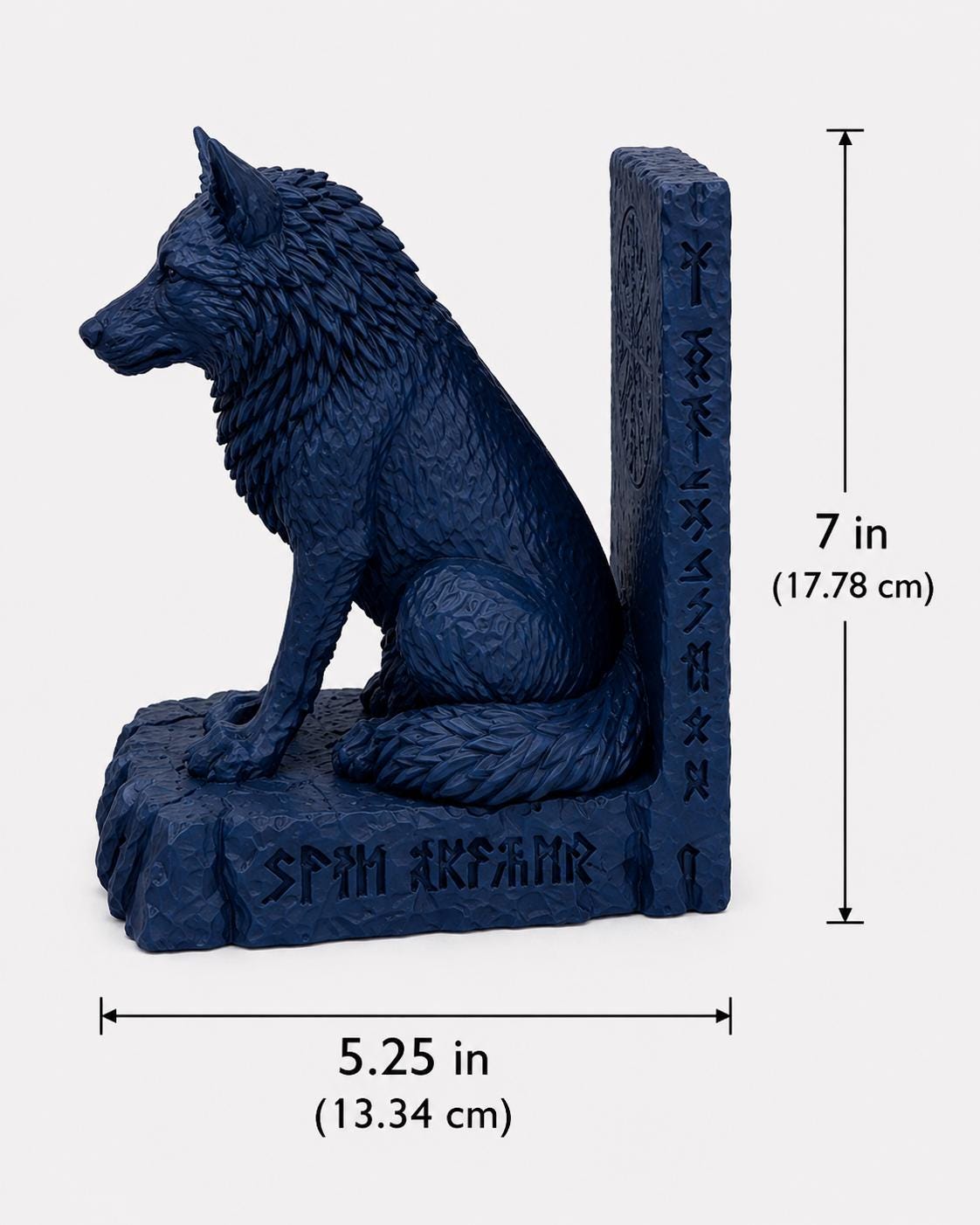 Viking Wolf Bookend | Norse Mythology Book Holder | Rune Bookshelf Decor | 3D Printed Wolf Statue | Fantasy Home Decor