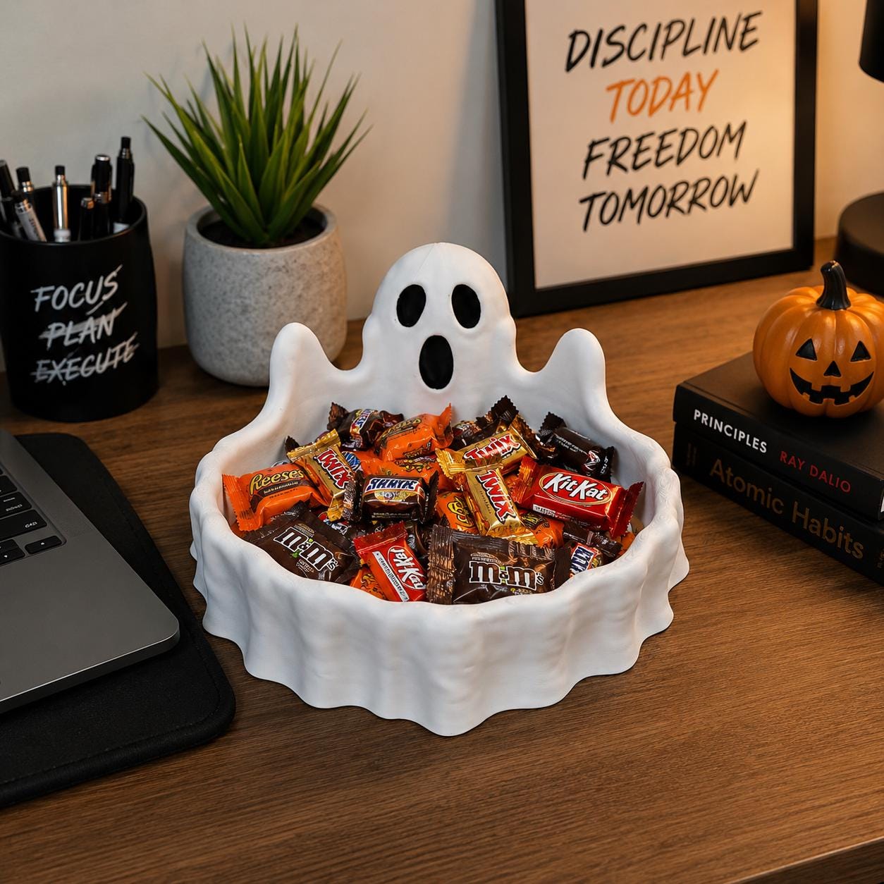 3D Printed Ghost Catch All Tray, Halloween Candy Bowl, Spooky Key Dish, Halloween Desk Organizer, Ghost Decor, Halloween Gift