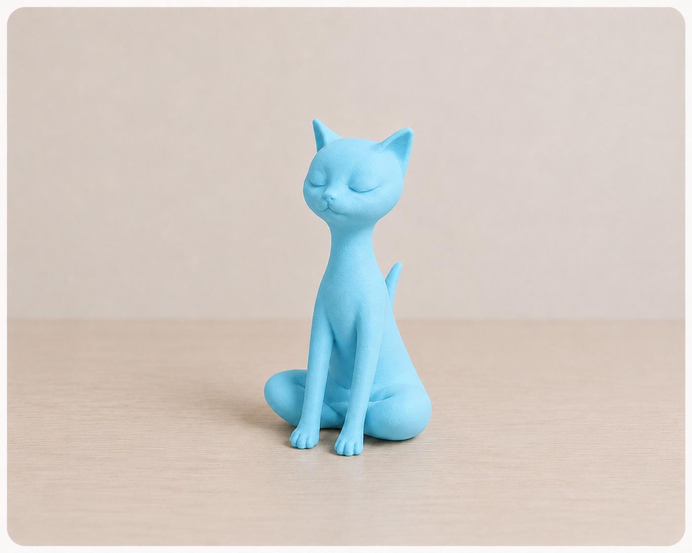 Zen Cat Statue, Minimalist Meditation Sculpture, Modern Shelf Decor