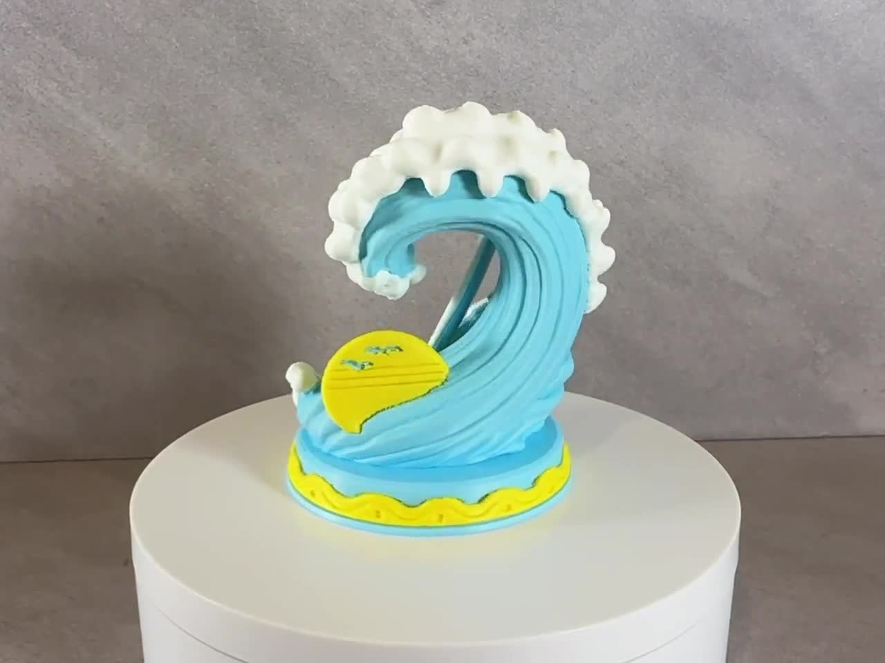 3d Printed Surfing Wave Decor with Surfboard, Coastal Beach Shelf Art, Ocean Lover Gift, Hawaiian Home Decor, Surfer Desk Decoration video cover