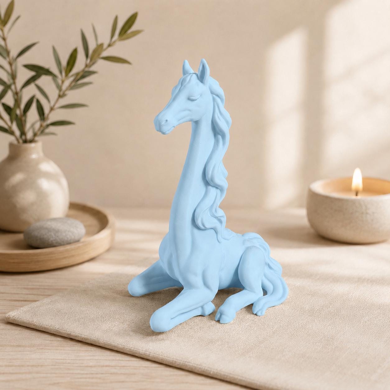 3D Printed Zen Horse Figurine, Minimalist Horse Statue, Modern Home Decor